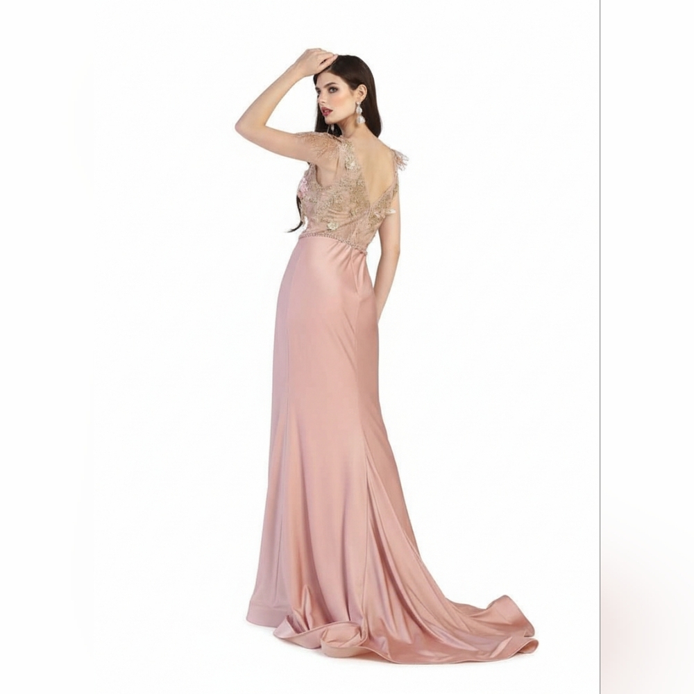 New May Queen Pink Dusty Rose Embellished Evening Gown mayq_MQ1981 $255